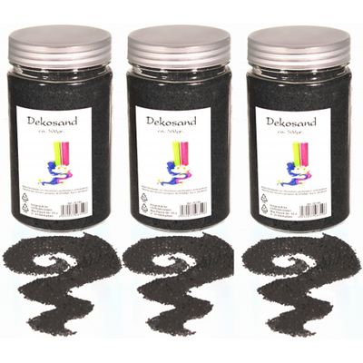 3x potjes decoratie korrelzand antraciet 500 gram