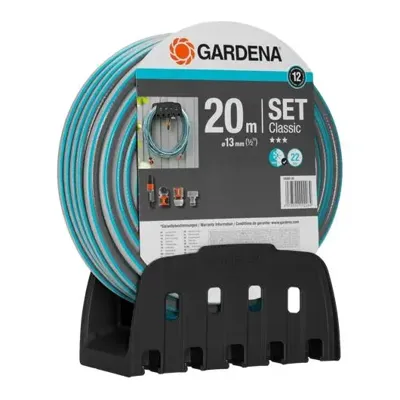 Gardena Wandhouder Set - Compleet met 20 m tuinslang, koppelstukken en tuinspuit - Slangdiameter: 13 mm