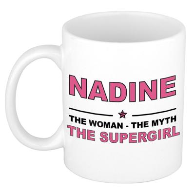 Nadine cadeau mok - Woman Myth Supergirl - naam koffiemok - 300 ml - collega - moederdag Nadine cadeau mok - Woman Myth Supergirl - naam koffiemok - 300 ml - collega - moederdag