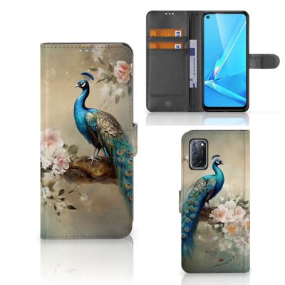Telefoonhoesje | Met pasjeshouder | voor OPPO A72 | OPPO A52 Vintage Pauwen