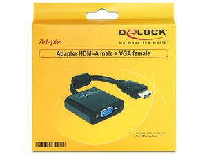 DeLOCK 65512 video kabel adapter 0,254 m VGA (D-Sub) HDMI Type A (Standaard) Zwart