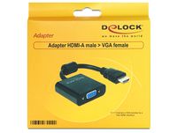 DeLOCK 65512 video kabel adapter 0,254 m VGA (D-Sub) HDMI Type A (Standaard) Zwart - thumbnail