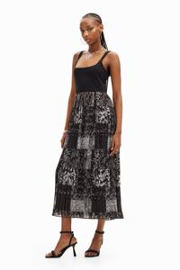 Gecombineerde geplisseerde midi-jurk - BLACK - XS