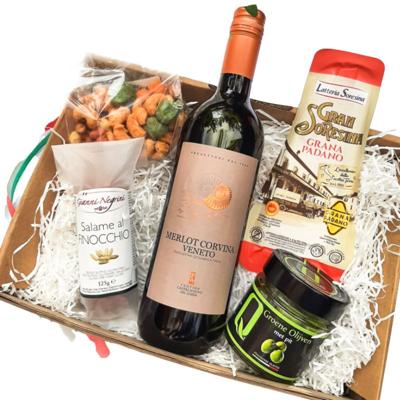 Borrelbox Italiaans (keuze uit witte of rode wijn of prosecco)