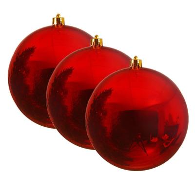 Decoris Kerstbal - 3x - rood - groot - 25 cm - kunststof - glans