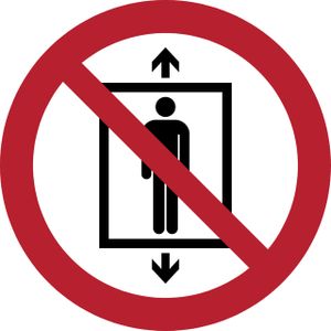 Pictogram Tarifold verboden lift te gebruiken door personen ÃƒÂ¸200mm
