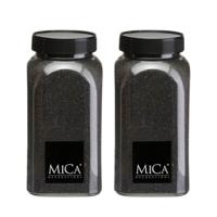 Mica Decorations decoratie zand - 2x - 1 kg - 650ml - zwart - hobby zandkorrels