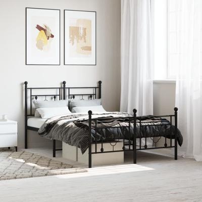 Bedframe met hoofd- en voeteneinde metaal zwart 120x190 cm