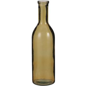 Transparante/okergele fles vaas/vazen van eco glas 15 x 50 cm   -