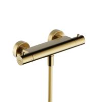 Hotbath Thermostatische Douchemengkraan Ace Met 1/2 Doucheslang Onder aansluiting 26.6 cm Geborsteld Messing PVD Hotbath Thermostatische Douchemengkraan Ace Met 1/2 Doucheslang Onder aansluiting 26.6 cm Geborsteld Messing PVD