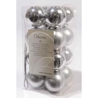 Decoris Kerstballen zilver 40mm 16 stuks