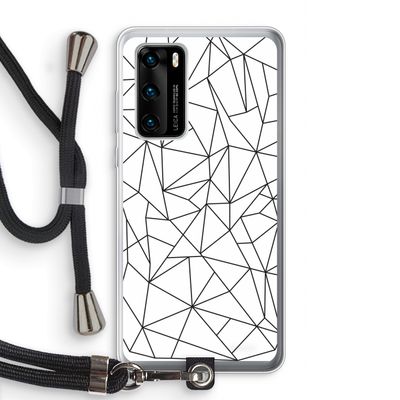Geometrische lijnen zwart: Huawei P40 Transparant Hoesje met koord