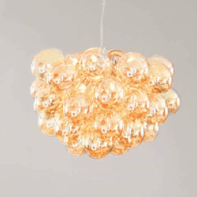 Hanglamp glas By Rydens &apos;Gross&apos; amber groot handgemaakt 50 cm