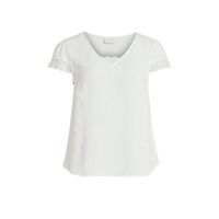 VILA top VILOVIE met kant gebroken wit - thumbnail