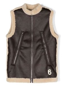 MM6 Maison Margiela Kids gilet en cuir artificiel à doublure lainée - Marron