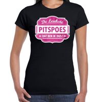 Cadeau t-shirt voor de leukste pitspoes zwart voor dames