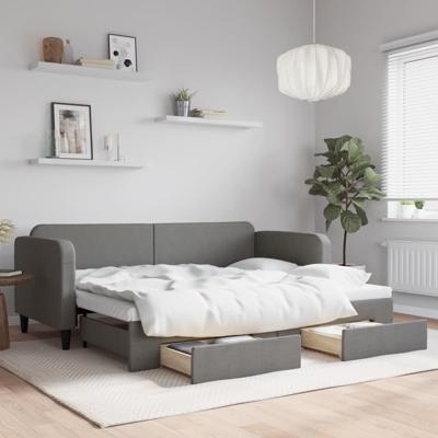 Slaapbank onderschuifbed en lades 80x200 cm stof donkergrijs