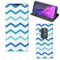 Motorola One Zoom | Hoesje met Magneet | Zigzag Blauw