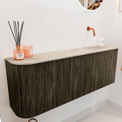Toiletmeubel Mondiaz Joya Dlux | 111.6 cm | Meubelkleur Shadow | Faye wastafel Frappe Wasbak Rechts | Zonder kraangat(en)