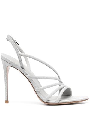 Le Silla sandales 115 mm en cuir à design métallisé - Argent