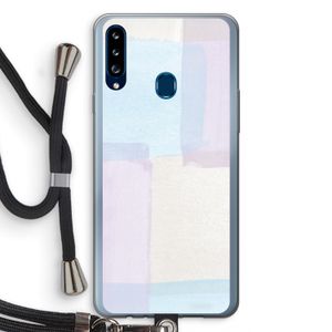 Square pastel: Samsung Galaxy A20s Transparant Hoesje met koord