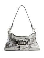 DSQUARED2 sac porté épaule métallisé à plaque logo - Argent