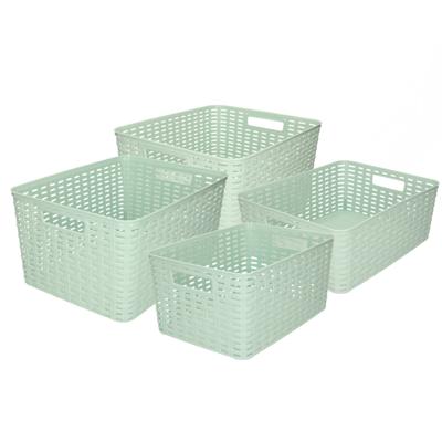 Opbergboxen / opbergmandjes set - 4x stuks - rotan kunststof - groen - met inhoud 10/12/18/28 liter