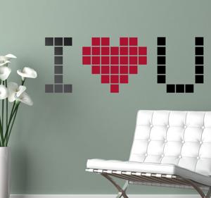 Muursticker love u pixel