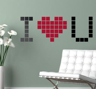 Muursticker love u pixel