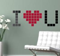 Muursticker love u pixel