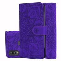 Voor Galaxy A10s kalf patroon Mandala dubbele vouwen ontwerp reliëf lederen draagtas met portemonnee & houder & kaartsleuven (paars) Voor Galaxy A10s kalf patroon Mandala dubbele vouwen ontwerp reliëf lederen draagtas met portemonnee & houder & kaartsleuven (paars)