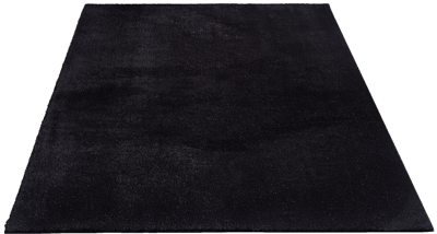Karpet24 Loft modern pluizig laagpolig tapijt, antislip onderkant, wasbaar tot 30 graden, heerlijk zacht, bontlook, zwart rond-Ø 160 cm