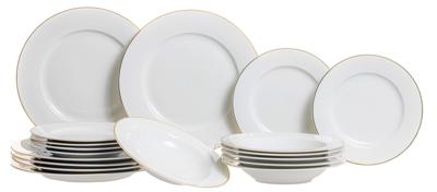 Studio Tavola Serviesset Wit / Goud - 18-delig / 6 personen - 6 dinerborden, 6 diepe borden en 6 ontbijtborden