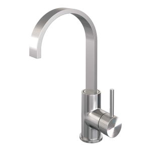 Brauer Brushed carving Wastafelmengkraan opbouw - hoog - draaibaar - platte uitloop - model a - PVD - geborsteld RVS 5-NG-003-S4