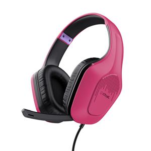 Trust GXT415P ZIROX Over Ear headset Gamen Kabel Stereo Pink