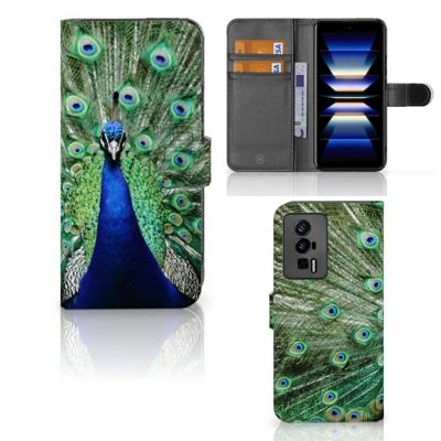 Xiaomi Poco F5 Pro | Telefoonhoesje | Met pasjeshouder | Pauw