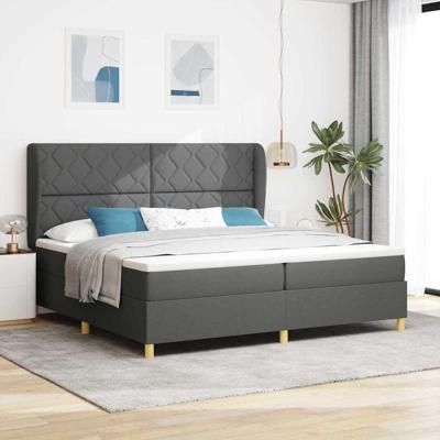 Boxspringbed met matras stof donkergrijs 200x200 cm