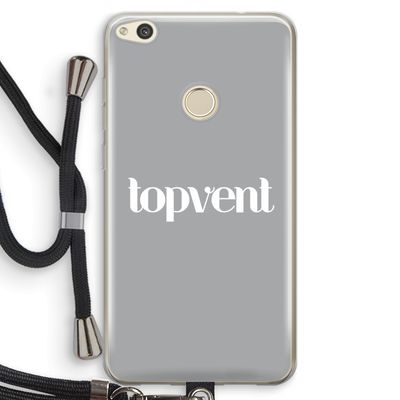 Topvent Grijs Wit: Huawei Ascend P8 Lite (2017) Transparant Hoesje met koord