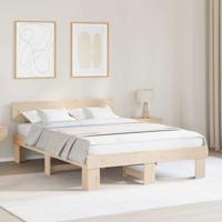 Bedframe met hoofdeinde Bruin 140 x 200 cm Massief grenenhout