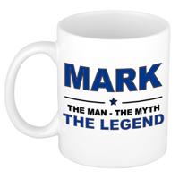 Mark cadeau mok - man myth legend - naam koffiemok / beker - wit en blauw - 300 ml