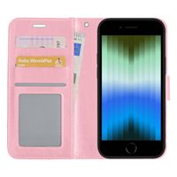 Basey iPhone SE 2022 Hoesje Book Case Kunstleer Cover Hoes - Lichtroze - thumbnail