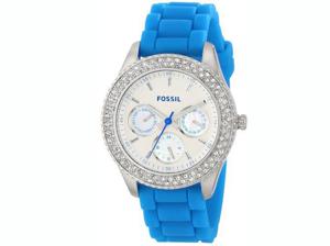Horlogeband Fossil ES3497 Silicoon Blauw 18mm