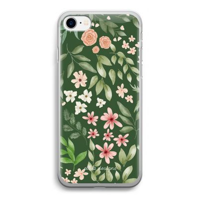 Botanical green sweet flower heaven: iPhone SE 2020 Transparant Hoesje