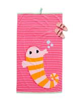 HEMA Kinder Strandlaken 80x140cm Velours Zeepaardje (roze)