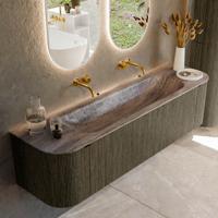 Badmeubel Mondiaz Kurve-Dlux | 170 cm | Meubelkleur Shadow | Wastafelkleur Oza | Solid surface | Wasbak midden spoelbak | Zonder kraangat(en)