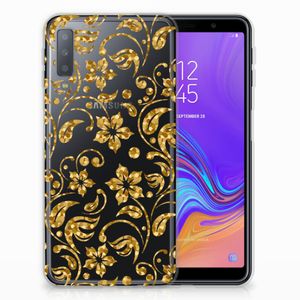 Samsung Galaxy A7 (2018) TPU Case Gouden Bloemen