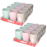 Plasticforte Bekers - 24x stuks - kunststof - gekleurd - 375 ml - onbreekbare mokken