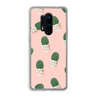 Cactusprint roze: OnePlus 8 Pro Transparant Hoesje