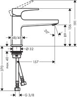 Hansgrohe Metropol wastafelkraan 100 waterbesparend met afvoerplug chroom - thumbnail