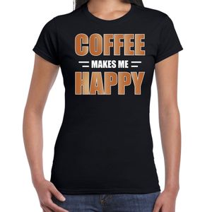 Coffee makes me happy t-shirt / kleding zwart voor dames